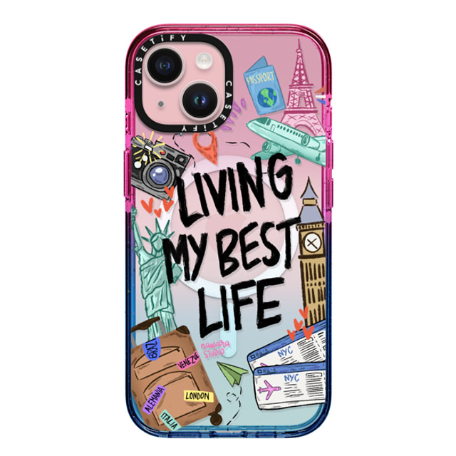 Nawara Studio x CASETiFY iPhone 15 ケース Cotton Candy インパクトケース MagSafe対応 Travel Lover by Nawara Studio