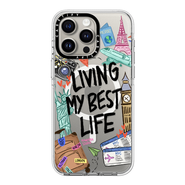 Nawara Studio x CASETiFY iPhone 15 Pro Max ケース クリア クリア ケース MagSafe対応 Travel Lover by Nawara Studio