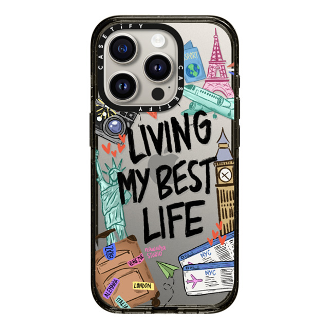 Nawara Studio x CASETiFY iPhone 15 Pro ケース ブラック インパクトケース Travel Lover by Nawara Studio