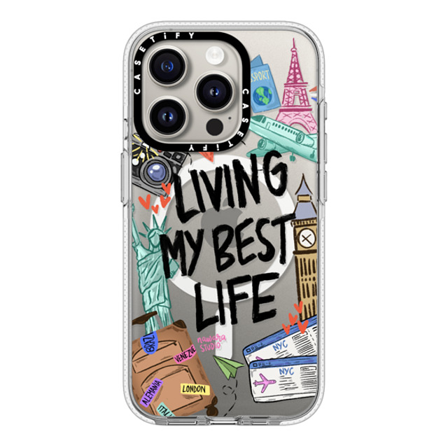 Nawara Studio x CASETiFY iPhone 15 Pro ケース クリア クリア ケース MagSafe対応 Travel Lover by Nawara Studio