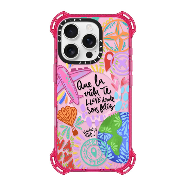 Nawara Studio x CASETiFY iPhone 16 Pro Case プリムローズ ピンク バウンスケース Ser feliz Nawara Studio x CASETiFY iPhone 16 Pro Case プリムローズ ピンク バウンスケース Ser feliz