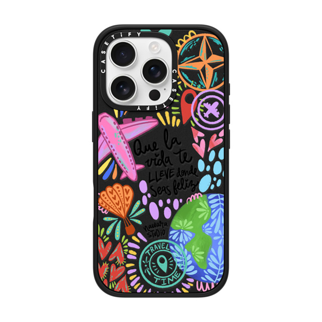 Nawara Studio x CASETiFY iPhone 16 Pro ケース マットブラック インパクトケース MagSafe対応 Ser feliz