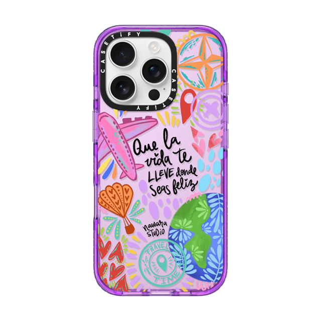 Nawara Studio x CASETiFY iPhone 16 Pro ケース Travel,Digital Art パープル インパクトケース Ser feliz Father's Day Nawara Studio x CASETiFY iPhone 16 Pro ケース Travel,Digital Art パープル インパクトケース Ser feliz Father's Day