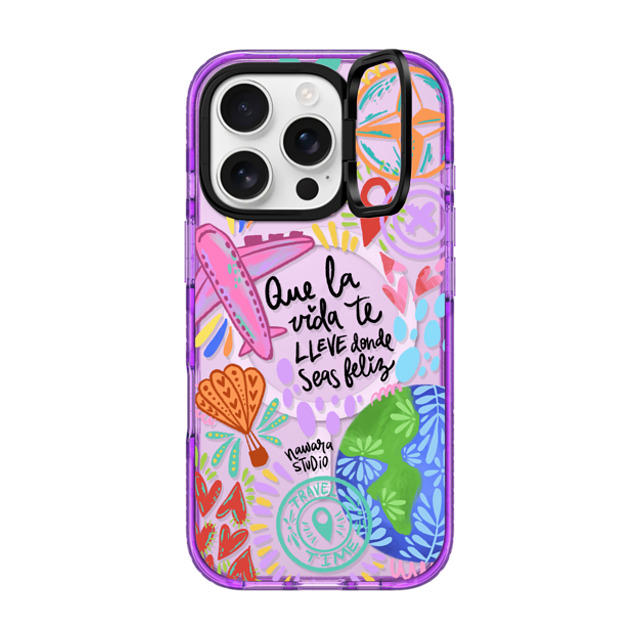 Nawara Studio x CASETiFY iPhone 16 Pro ケース Travel,Digital Art パープル インパクトリングスタンドケース MagSafe対応 Ser feliz Father's Day Nawara Studio x CASETiFY iPhone 16 Pro ケース Travel,Digital Art パープル インパクトリングスタンドケース MagSafe対応 Ser feliz Father's Day