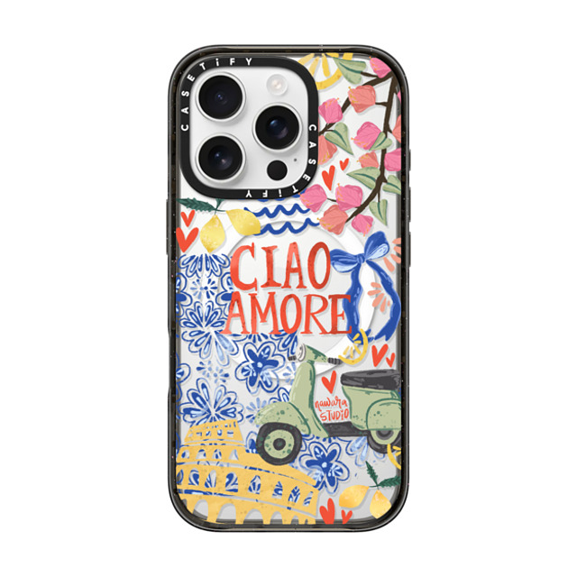 Nawara Studio x CASETiFY iPhone 16 Pro ケース ブラック インパクトケース MagSafe対応 Ciao Amore