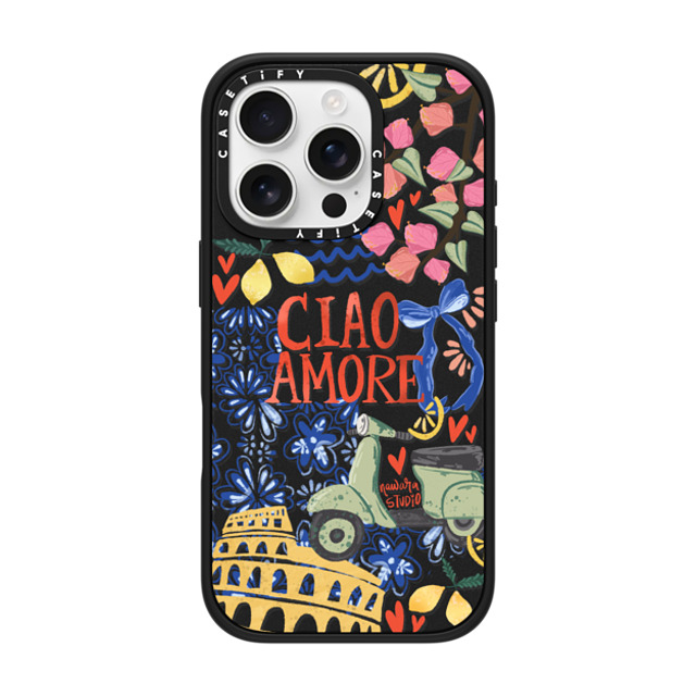 Nawara Studio x CASETiFY iPhone 16 Pro ケース マットブラック インパクトケース MagSafe対応 Ciao Amore