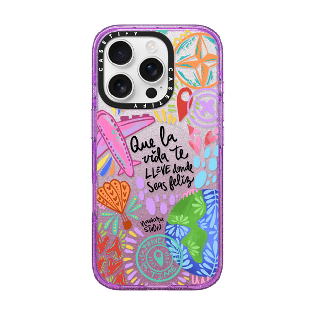 Nawara Studio x CASETiFY iPhone 16 Pro Case Travel,Digital Art Glitter Purple Impact Case MagSafe Compatible Ser feliz Back to School Nawara Studio x CASETiFY iPhone 16 Pro Case Travel,Digital Art Glitter Purple Impact Case MagSafe Compatible Ser feliz Back to School