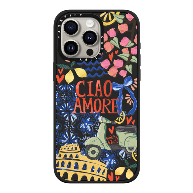 Nawara Studio x CASETiFY iPhone 15 Pro Max ケース マットブラック インパクトケース MagSafe対応 Ciao Amore