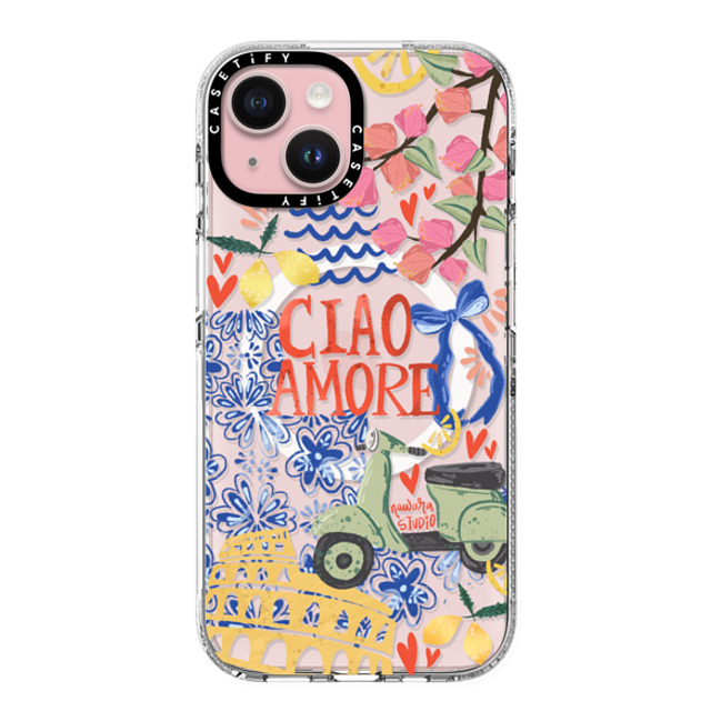 Nawara Studio x CASETiFY iPhone 15 ケース クリア クリア ケース MagSafe対応 Ciao Amore