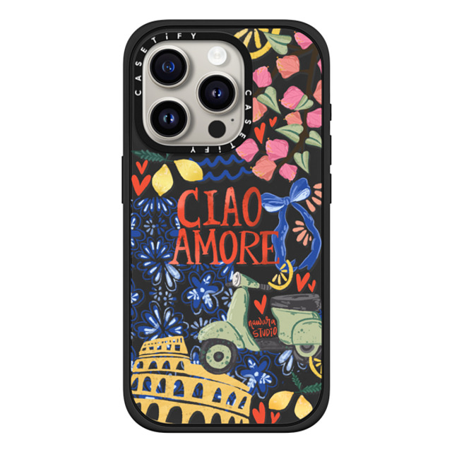 Nawara Studio x CASETiFY iPhone 15 Pro ケース マットブラック インパクトケース MagSafe対応 Ciao Amore