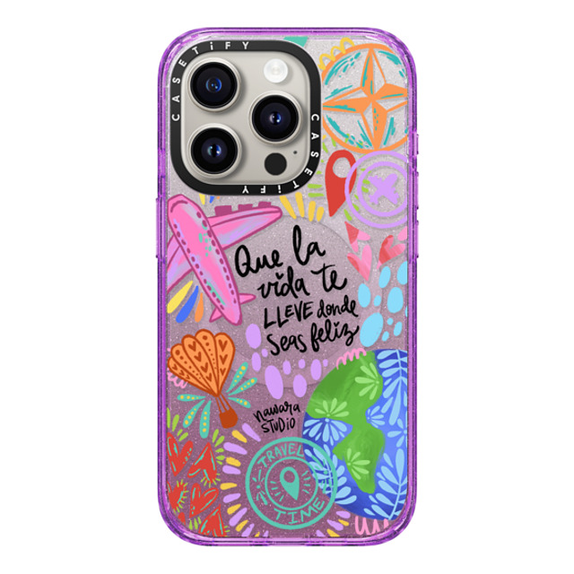 Nawara Studio x CASETiFY iPhone 15 Pro Case Travel,Digital Art Glitter Purple Impact Case MagSafe Compatible Ser feliz Back to School Nawara Studio x CASETiFY iPhone 15 Pro Case Travel,Digital Art Glitter Purple Impact Case MagSafe Compatible Ser feliz Back to School