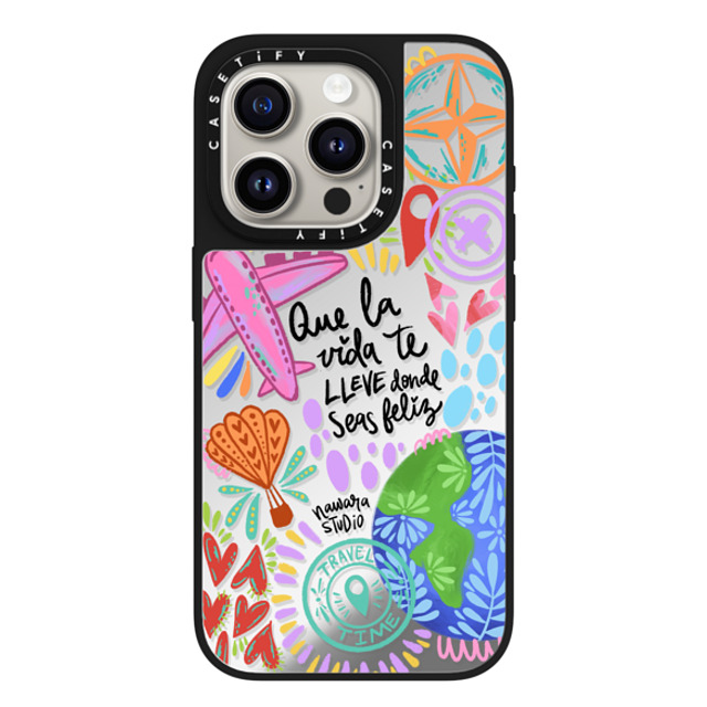 Nawara Studio x CASETiFY iPhone 15 Pro Case Silver on Black ミラーケース MagSafe対応 Ser feliz Nawara Studio x CASETiFY iPhone 15 Pro Case Silver on Black ミラーケース MagSafe対応 Ser feliz