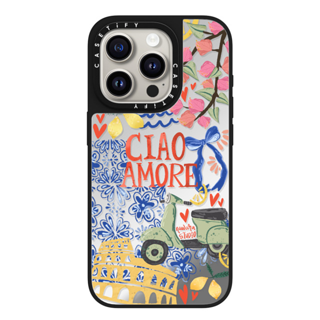 Nawara Studio x CASETiFY iPhone 15 Pro Case Silver on Black ミラーケース MagSafe対応 Ciao Amore Nawara Studio x CASETiFY iPhone 15 Pro Case Silver on Black ミラーケース MagSafe対応 Ciao Amore