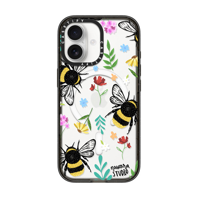 Nawara Studio x CASETiFY iPhone 17 �P�[�X Sticker,Floral �u���b�N �C���p�N�g�P�[�X MagSafe�Ή� Bees In Love