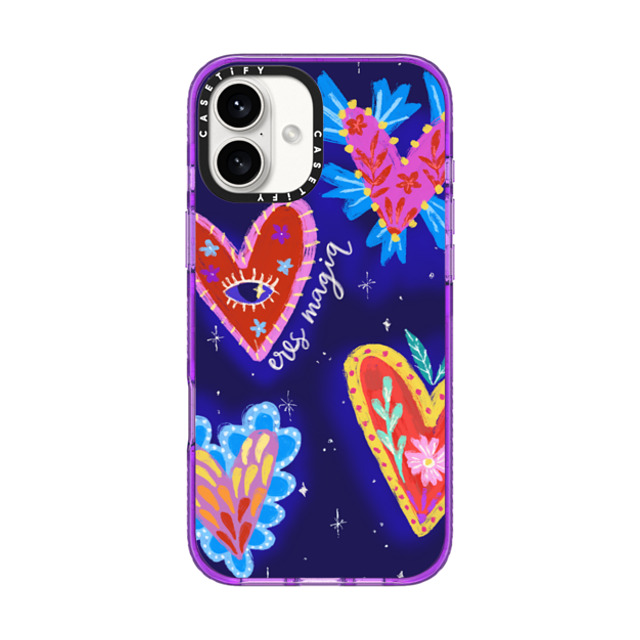Nawara Studio x CASETiFY iPhone 16 Plus ケース パープル インパクトケース MagSafe対応 Eres Magia