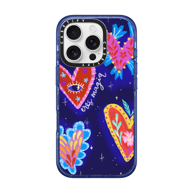 Nawara Studio x CASETiFY iPhone 16 Pro ケース Glitter Indigo インパクトケース MagSafe対応 Eres Magia