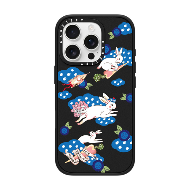 Phannapast x CASETiFY iPhone 16 Pro Case Bunny,Animal Matte Black Impact Case MagSafe Compatible Bunny Fly by Phannapast Back to School Phannapast x CASETiFY iPhone 16 Pro Case Bunny,Animal Matte Black Impact Case MagSafe Compatible Bunny Fly by Phannapast Back to School