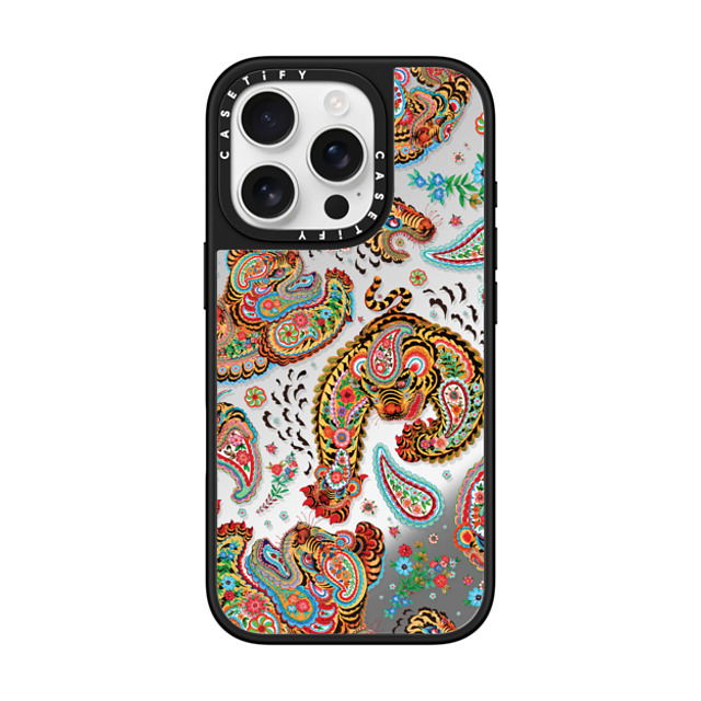 Phannapast x CASETiFY iPhone 16 Pro Case Sticker,Tiger Silver on Black ミラーケース MagSafe対応 Tiger universe paisley by Phannapast Father's Day Phannapast x CASETiFY iPhone 16 Pro Case Sticker,Tiger Silver on Black ミラーケース MagSafe対応 Tiger universe paisley by Phannapast Father's Day