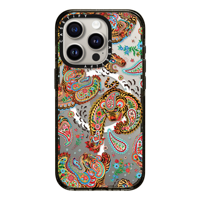 Phannapast x CASETiFY iPhone 15 Pro ケース Sticker,Tiger ブラック インパクトケース MagSafe対応 Tiger universe paisley by Phannapast Father's Day Phannapast x CASETiFY iPhone 15 Pro ケース Sticker,Tiger ブラック インパクトケース MagSafe対応 Tiger universe paisley by Phannapast Father's Day