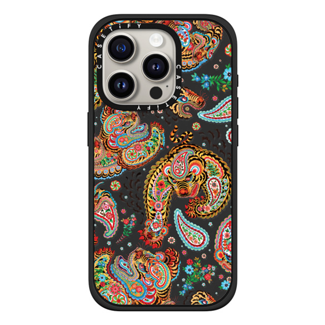 Phannapast x CASETiFY iPhone 15 Pro ケース Sticker,Tiger マットブラック インパクトケース MagSafe対応 Tiger universe paisley by Phannapast Father's Day Phannapast x CASETiFY iPhone 15 Pro ケース Sticker,Tiger マットブラック インパクトケース MagSafe対応 Tiger universe paisley by Phannapast Father's Day