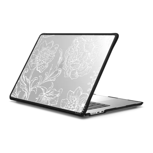 MacBook Air 15-inch (M2 - M4) - White line art flowers illustration clear