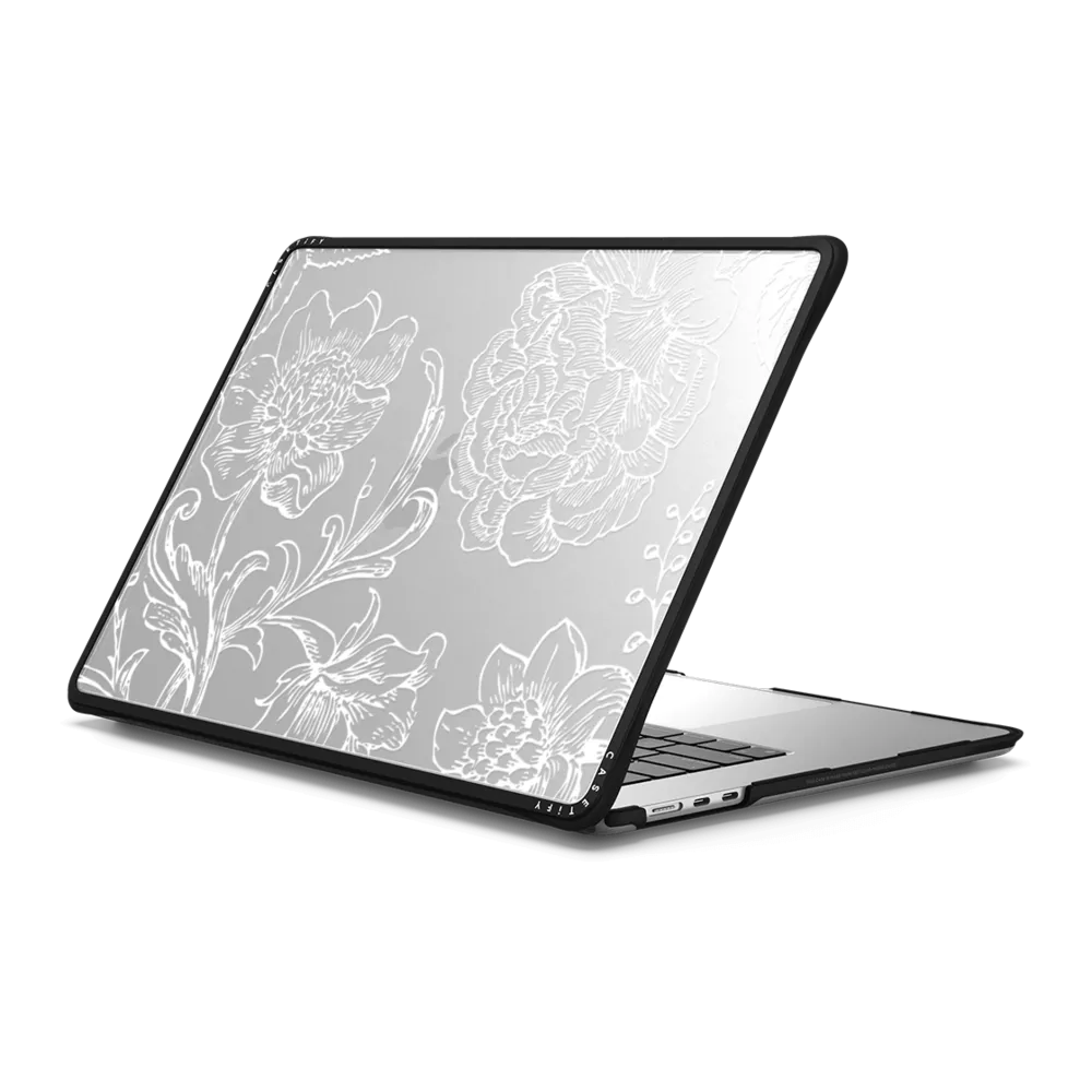 Impact MacBook Air 15-inch (M2 - M4) Case - White line art flowers illustration clear