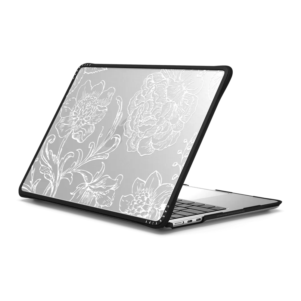 Impact MacBook Air 13" (2022 / 2024) Case - White line art flowers illustration clear