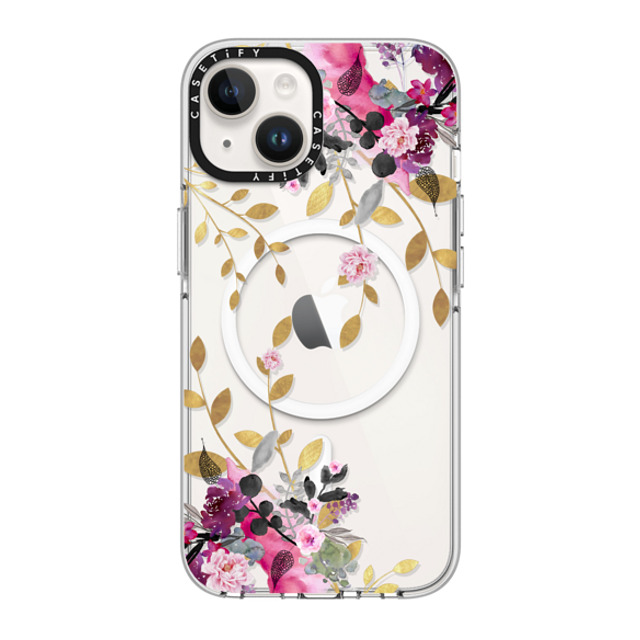 Monika Strigel x CASETiFY iPhone 14 ケース クリア クリア ケース MagSafe対応 FLOWER & GOLD