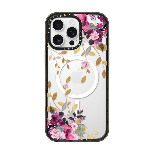 Monika Strigel x CASETiFY iPhone 16 Pro Max ケース ブラック インパクトケース MagSafe対応 FLOWER & GOLD