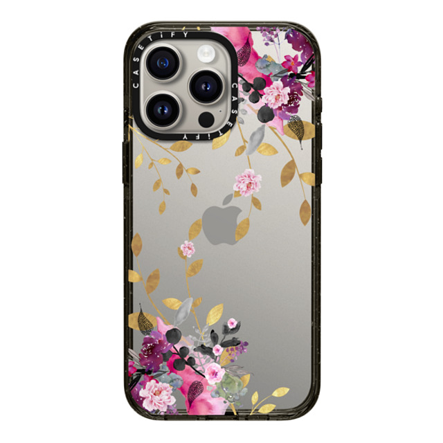 Monika Strigel x CASETiFY iPhone 15 Pro Max ケース ブラック インパクトケース FLOWER & GOLD