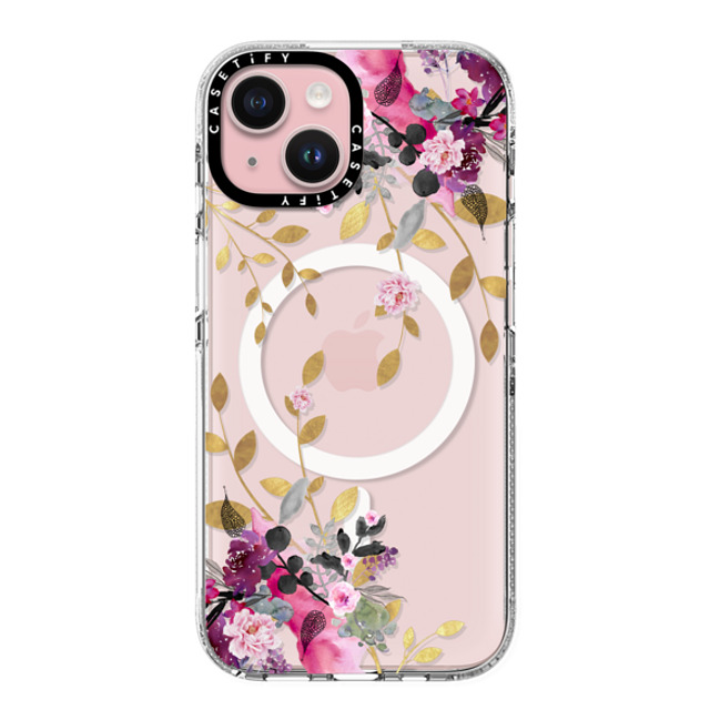 Monika Strigel x CASETiFY iPhone 15 ケース クリア クリア ケース MagSafe対応 FLOWER & GOLD