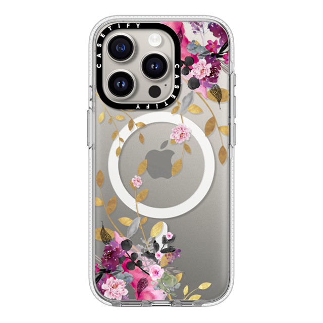 Monika Strigel x CASETiFY iPhone 15 Pro ケース クリア クリア ケース MagSafe対応 FLOWER & GOLD