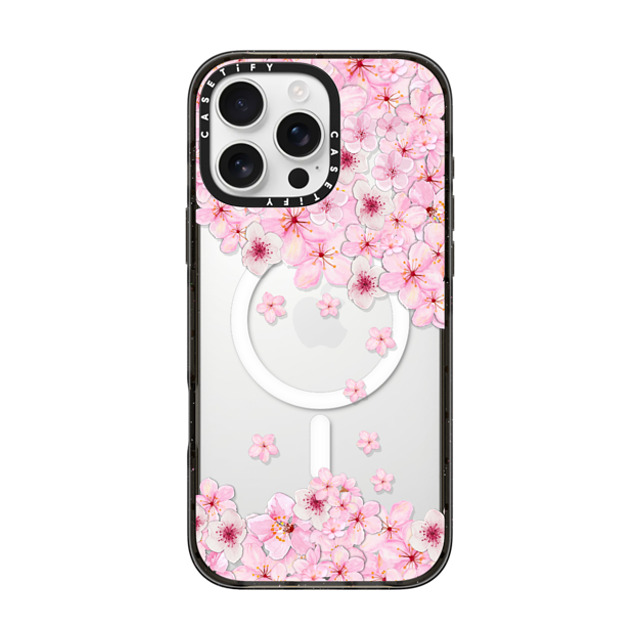 Monika Strigel x CASETiFY iPhone 16 Pro Max ケース ブラック インパクトケース MagSafe対応 SAKURA CHERRY SATURDAY