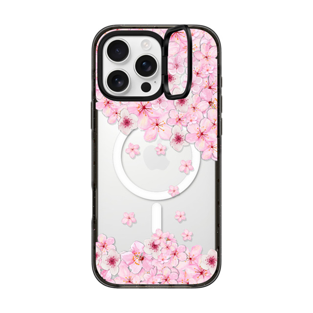 Monika Strigel x CASETiFY iPhone 16 Pro Max ケース ブラック インパクトリングスタンドケース MagSafe対応 SAKURA CHERRY SATURDAY