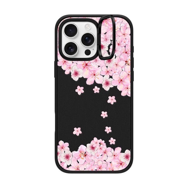 Monika Strigel x CASETiFY iPhone 16 Pro Max ケース マットブラック インパクトリングスタンドケース MagSafe対応 SAKURA CHERRY SATURDAY