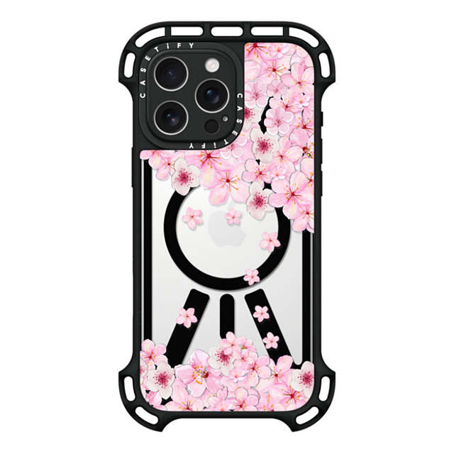 Monika Strigel x CASETiFY iPhone 16 Pro Max ケース ブラック ウルトラ バウンスケース MagSafe対応 SAKURA CHERRY SATURDAY