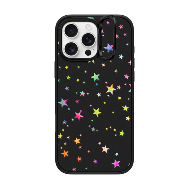 Monika Strigel x CASETiFY iPhone 16 Pro Max ケース マットブラック インパクトリングスタンドケース MagSafe対応 LUCKY STARS