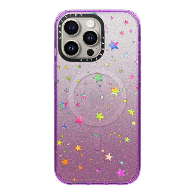 Monika Strigel x CASETiFY iPhone 15 Pro Max ケース Glitter Purple インパクトケース MagSafe対応 LUCKY STARS