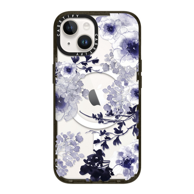 Monika Strigel x CASETiFY iPhone 14 ケース ブラック インパクトケース MagSafe対応 BLUE SPRING