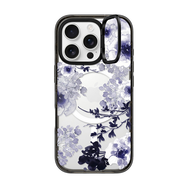 Monika Strigel x CASETiFY iPhone 16 Pro ケース ブラック インパクトリングスタンドケース MagSafe対応 BLUE SPRING