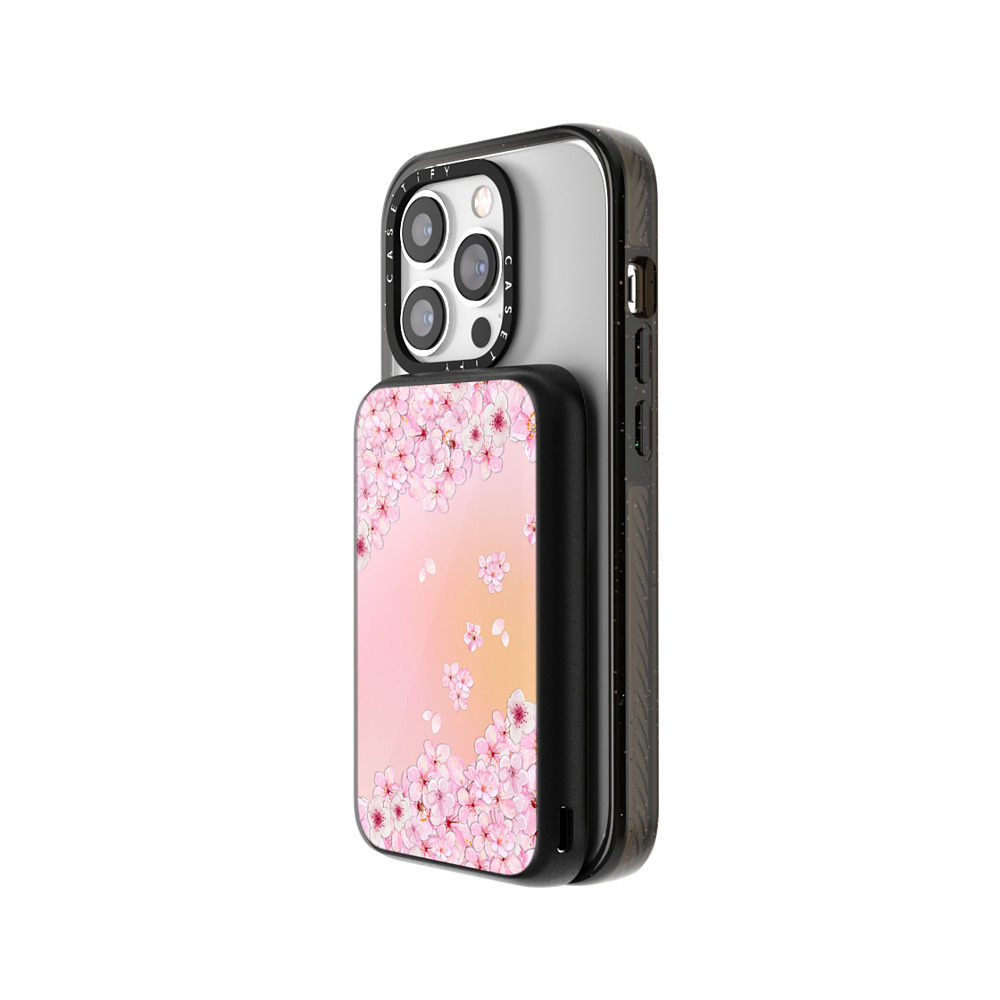 Monika Strigel x CASETiFY モバイルバッテリー ブラック モバイルバッテリー MagSafe対応 SAKURA CHERRY SATURDAY