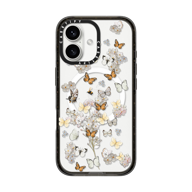 Monika Strigel x CASETiFY iPhone 16 ケース ブラック インパクトケース MagSafe対応 BUTTERFLY SUNDAY