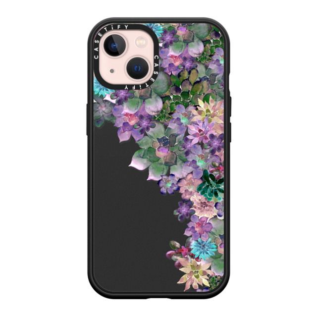 Monika Strigel x CASETiFY iPhone 13 ケース マットブラック インパクトケース MagSafe対応 MY SUCCULENT GARDEN