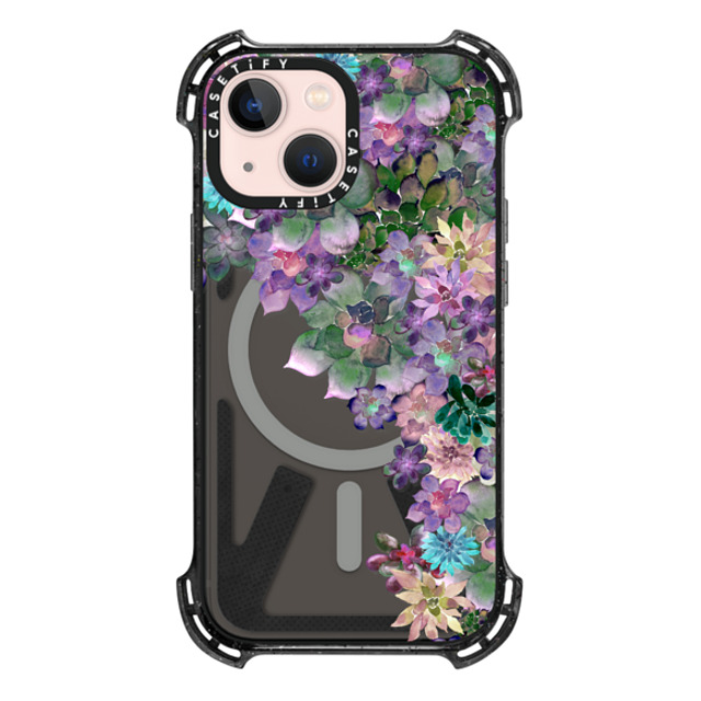 Monika Strigel x CASETiFY iPhone 13 Mini �P�[�X Floral Triple Black �o�E���X�P�[�X MY SUCCULENT GARDEN