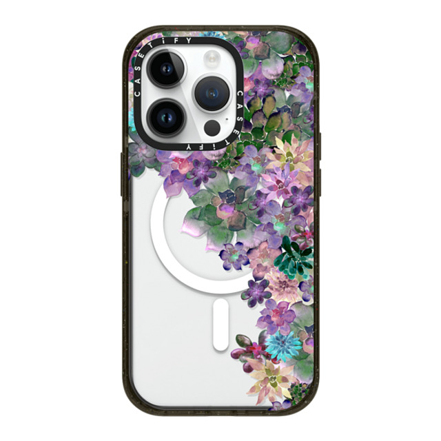 Monika Strigel x CASETiFY iPhone 14 Pro ケース ブラック インパクトケース MagSafe対応 MY SUCCULENT GARDEN