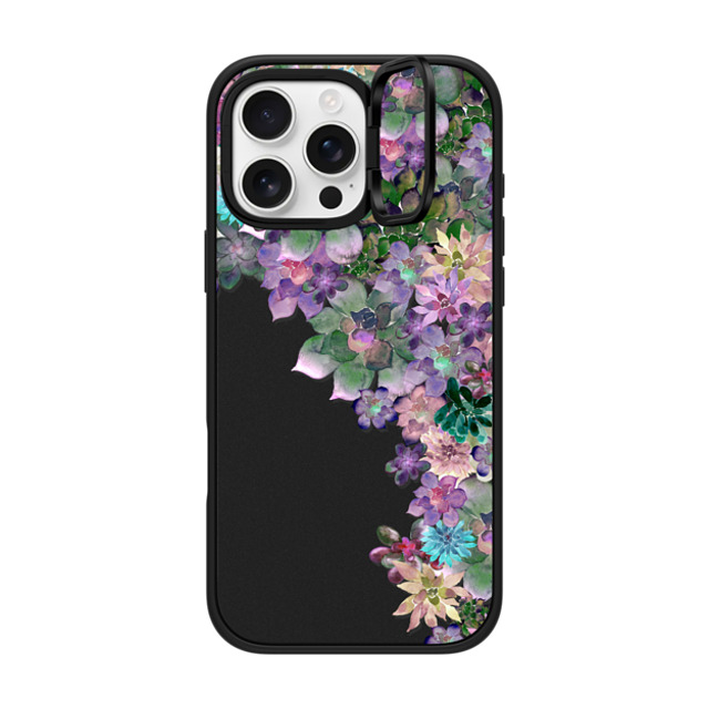 Monika Strigel x CASETiFY iPhone 16 Pro Max ケース マットブラック インパクトリングスタンドケース MagSafe対応 MY SUCCULENT GARDEN