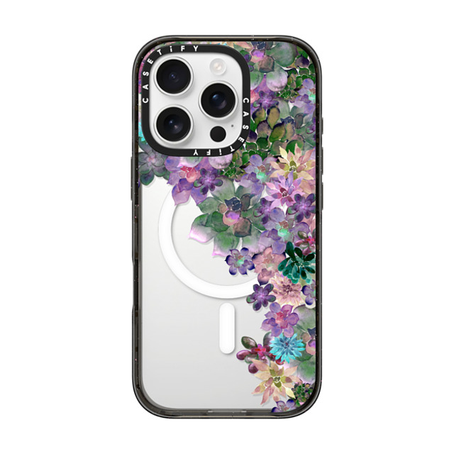 Monika Strigel x CASETiFY iPhone 16 Pro ケース ブラック インパクトケース MagSafe対応 MY SUCCULENT GARDEN