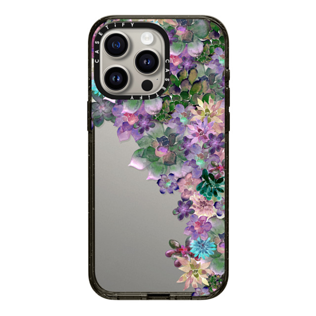 Monika Strigel x CASETiFY iPhone 15 Pro Max ケース ブラック インパクトケース MY SUCCULENT GARDEN