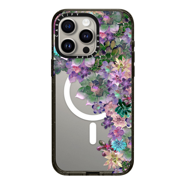 Monika Strigel x CASETiFY iPhone 15 Pro Max ケース ブラック インパクトケース MagSafe対応 MY SUCCULENT GARDEN