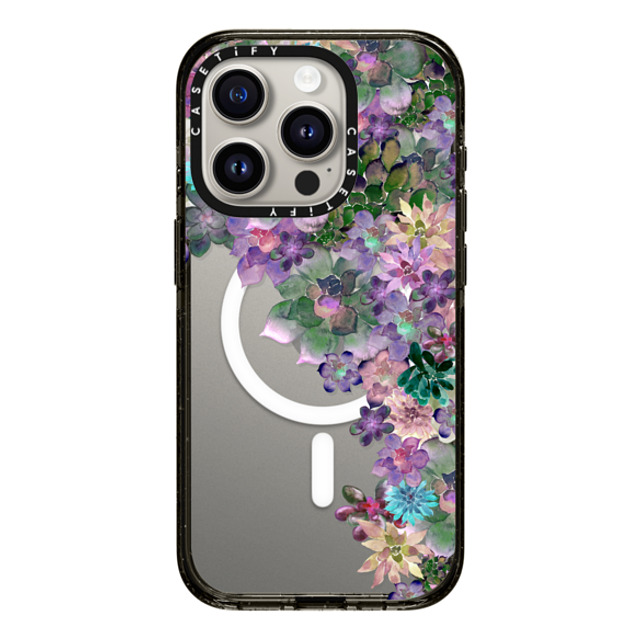 Monika Strigel x CASETiFY iPhone 15 Pro ケース ブラック インパクトケース MagSafe対応 MY SUCCULENT GARDEN